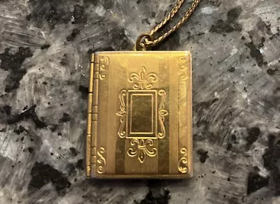 Vintage Coro Photo Book Locket Gold Toned For Two Photos • $35