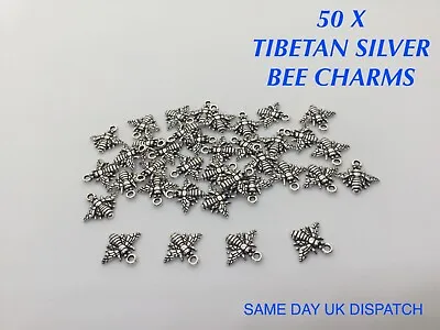 £2.99 • Buy 50 X Tibetan Metal Bumble  Bee Charms  Craft Jewellery Making Bracelet Insect