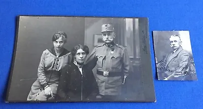 Vtg REAL PHOTO WWI? GERMAN SOLDIER MILITARY IN UNIFORM W/ Family • $29.99