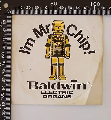 Vintage Baldwin Electric Organs Australia Mr Chip Mascot Advertising Sticker • $11.05