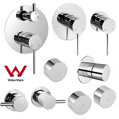 Bathroom Shower Mixer With Diverter Twin Hot Cold Tap Valve Faucet Chrome Round • $58