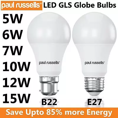 Paul Russells LED GLS BC ES Bulbs Warm Cool White Daylight 5W 6W 7W 10W 12W 15W  • £5.39