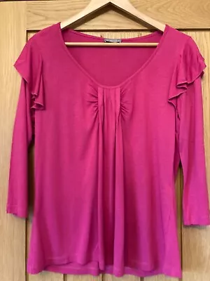 Ladies Size 14 Dark Pink 3/4 Sleeve Top Per Una @ Marks And Spencer • £1.99