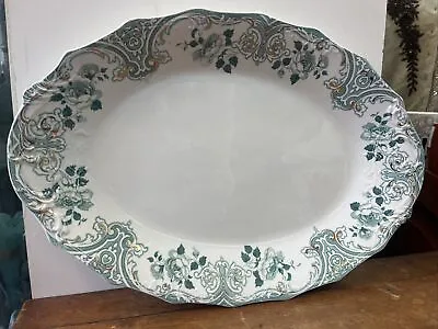 Antique Floral English England Gridley Porcelain Meat Serving Plate Platter 17” • $39