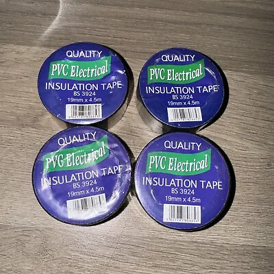 4 X High Quality PVC Electrical Insulation Tape 19mm X 4.5m Black • £5.99