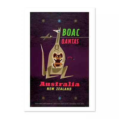 1950s Qantas Airlines Australia New Zealand Vintage Style Travel Poster • $16.99
