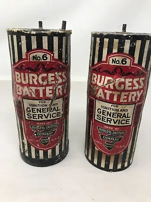 2 Vintage Burgess Dry Cell No 6 Batteries For Ignition And General Service • $19.99
