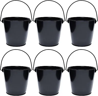 TAKMA Metal Buckets With Handle - 6 Pack 6  Black Iron Pail Easter Bucket Pencil • $25