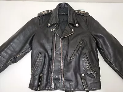 Harley Davidson AMF 1960s Steerhide VINTAGE Biker Leather Jacket + Eagle Patch • $99.99