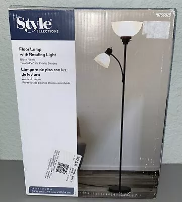 NEW Style Selections Floor Lamp With Reading Light 3-Way Switch Black Finish 71” • $39.99