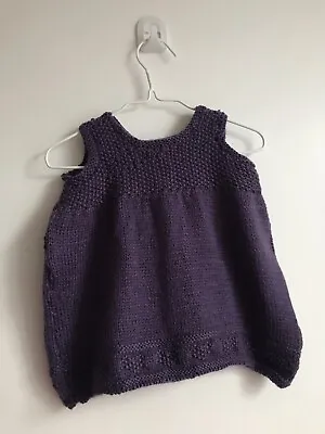 New Childs Baby Girls Hand Knitted Aubergine/ Plum Jumper Dress Approx 0-6 M • £14.99