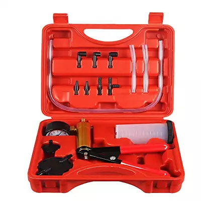 Hand Held Vacuum Pump Tester Set Vacuum Gauge And Brake Bleeder Kit For With • $25.82