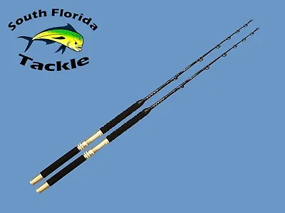 Two Pack 30-50 Lb Solid Fiberglass Blank Saltwater Trolling Fishing Rods • $127.49