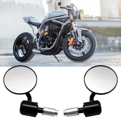 Motorcycle 7/8  CNC Handle Bar End Mirrors For Cafe Racer Chopper Bobber Cruiser • $25.05