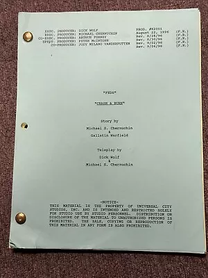Original Movie Script Crash And Burn • $9.99