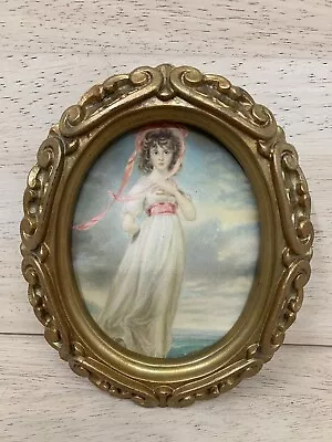 Picture Frame Vintage Ornate Gold Round Victorian Wood W Art Print -  NO GLASS • $30