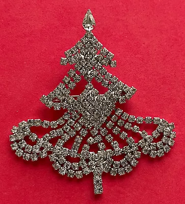 Vintage Hattie Carnegie Christmas Tree Pin Brooch Clear Rhinestones Mcm Rare Htf • $385