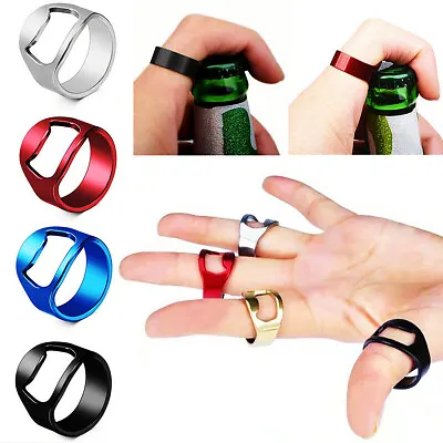 Stainless Steel Ring Bottle Bar Beer Openner Tool Mens Cool Finger Thumb Jewelry • $1.43