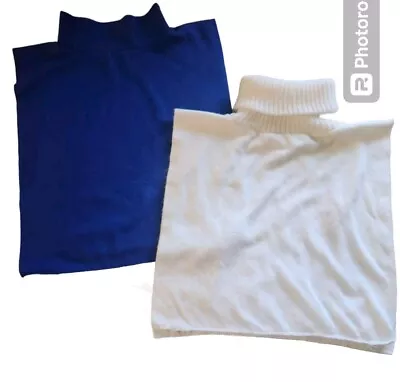 Paris Set Of 2 Dickies  Tutleneck And Mock Turtleneck Knit Blue White • $8