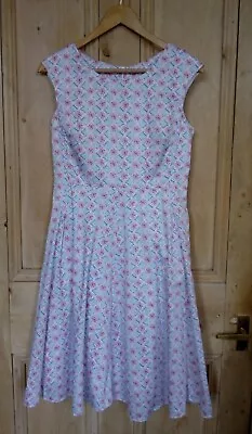 Joules Size 12 Amelie Dress Fit And Flare 50s Retro Tea Circle Skirt 100% Cotton • £24.99
