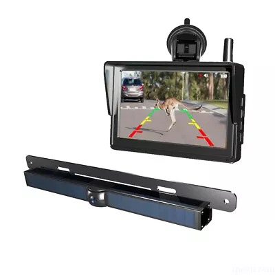 Wireless 5  Monitor Solar Au License Plate Backup Camera Car Reverse Rear View • $189.68