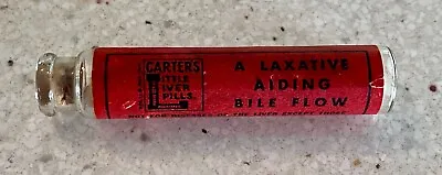 Vintage Carters Little Liver Pills Glass Bottle - Paper Label - Cork & Contents • $12