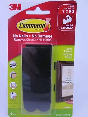 4 Pk 3M Command Large Picture Hanging Strips BLACK Holds 7.2kg 17206BLK TRACKED • $15.09