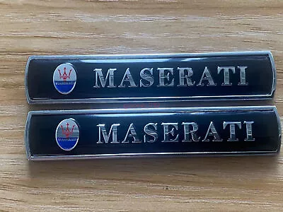 2pc Metal Black Car Emblem Badge Sticker Side Skirts Badge Logo FOR Maserati • $18.39