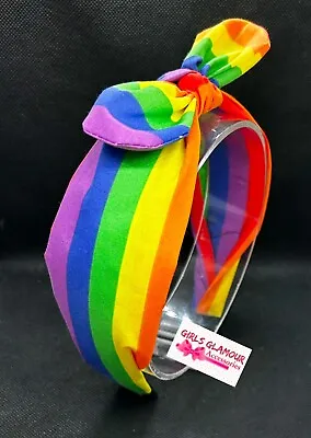 £3.75 • Buy Rainbow Hairband Yellow Headband Hair Tie Band Bow Tie Pride Day Multicolour