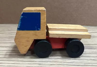 VTG Mattel Flatbed Style Truck Wood Plastic Construction Farm Brown Red Blue • $9.89