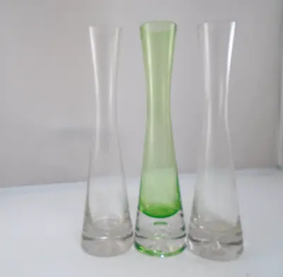 Glasseam Glass Handmade Tall Thin Flower Vase 20cm Modern Single Stem Clear(876) • £9.99