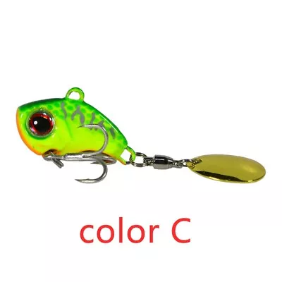 3D Eyes Rotating Metal VIB Vibration Bait Spinner Spoon Yellow & Green • $3.25