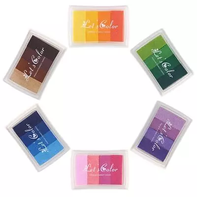 Pack Of 6 Multi Colored Rainbow Color Ink Pads Set For Scrapbooking Finger Pr... • $14.75