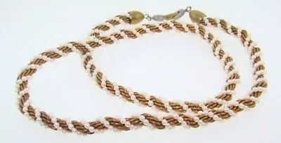 Vintage  Richelieu  Brass Rope Chain With Wrapped Pearls 24  Deco Necklace V906 • $4.49