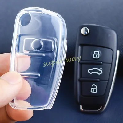 Clear Transparent TPU Car Flip Key Fob Case Cover For Audi A1 A3 S3 Q3 Q7 TT • $16.63