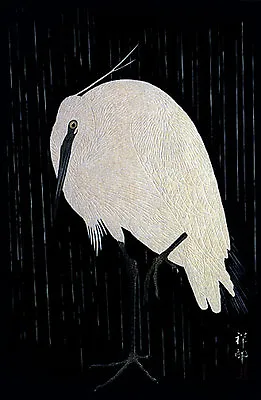 Egret In Rain 22x30 Japanese Art Print By Koson Asian Art Japan • $120