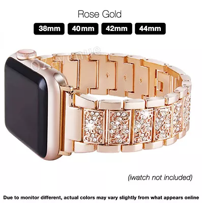 $16.88 • Buy For Apple IWatch Series SE 7 6 5 4 3 2  Diamond Stainless Steel Watch Band Strap