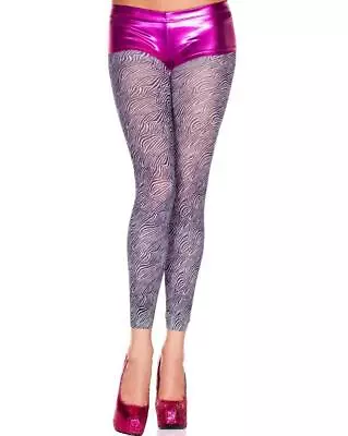 NEW Sexy MUSIC LEGS Opaque ZEBRA Net FOOTLESS Leggins PANTYHOSE Stockings TIGHTS • £5.22