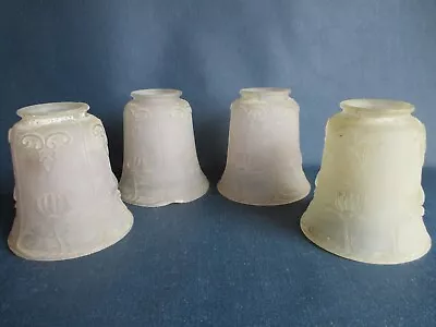 Vtg Glass Light Shades 4 Ceiling Light Fixture Shades 2 1/4 Fitter Lamp Shades • $25