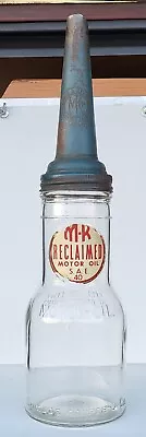 M-k  Motor Oil Quart Glass Bottle With M-k Spout • $75