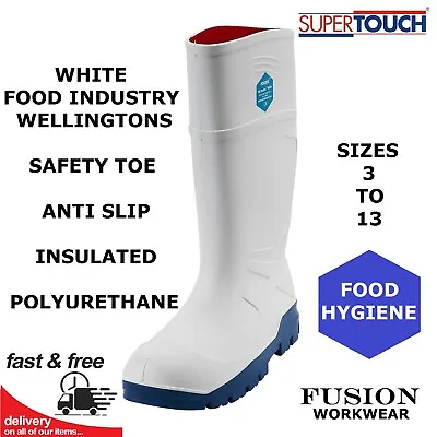 White Safety Wellingtonfood.dairy.steel Toe Cappu.like Purofortwellythermal • £34.95