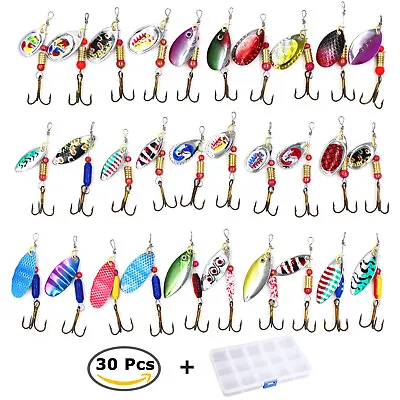 $12.99 • Buy 30 PCS Fishing Lures Metal Spinner Baits Bass Tackle Crankbait Trout Spoon Trout