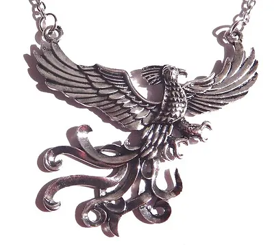 SILVER PHOENIX PENDANT NECKLACE Harry Potter Fire Bird Fantasy Mythical New F3 • $8.79