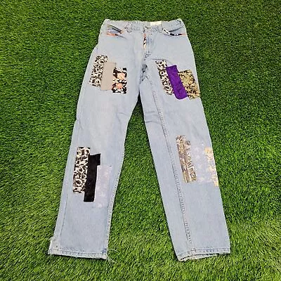 Vintage 501 LEVIS Upcycled Patchwork Straight Jeans Womens 8 30x32 Faded-Thigh • $148.77