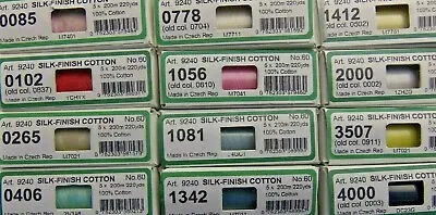 Mettler Fine Heirloom Sewing Thread 9240 /100% Cotton/Size 60/2 -12 Colors Avail • $4.70