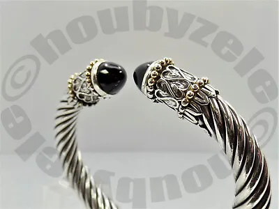 Italian Design Flli Menegatti Sterling Black Onyx Hinged Cable Bracelet • $180