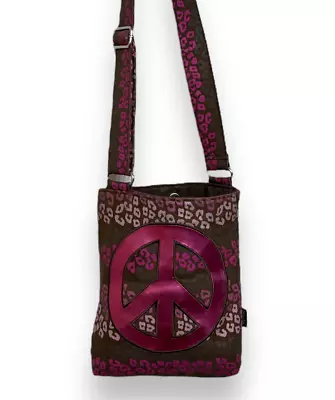 Mudd Y2K 90s Messenger Bag Shoulder Crossbody Animal Print Purse Peace Vintage • $18