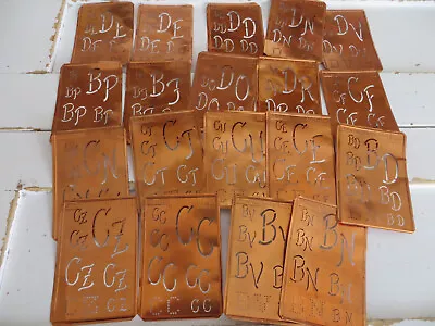 Lots 19 Monogram Stencils Copper Initials Letters Monogramlogo Antique Vintage • $100