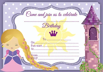 10 X Children Birthday Party Invitations Or Thank You Cards RAPUNZEL TANGLED • £4.99