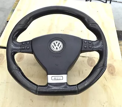 05-09 Vw Mk5 Golf Gti Jetta Gli Leather Steering Wheel Flat Bottom Manual Oem • $189